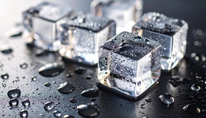 ice cubes on dark surface