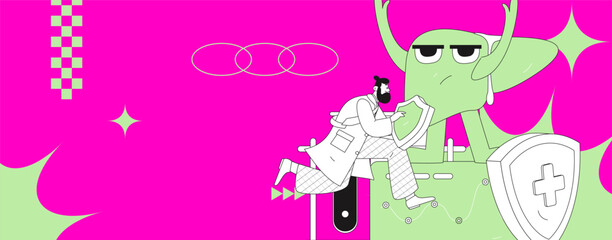 National Liver Protection Day Medical Characters Flat Vector Concept Operation Hand Drawn Illustration
