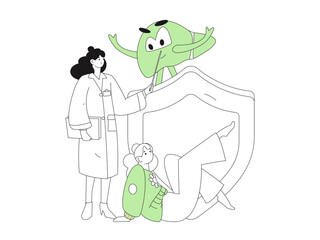 National Liver Protection Day Medical Characters Flat Vector Concept Operation Hand Drawn Illustration
