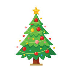 Obraz premium Christmas Tree Clipart on White Background