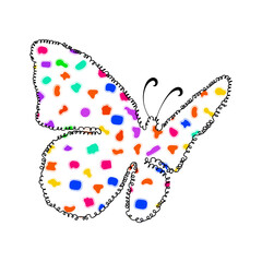 Vibrant Sketch Style Butterfly Art. Colorful Hand-Drawn Butterfly Design. Colorful Hand-Drawn Butterfly Illustration	