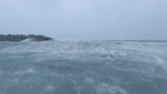 Storm Surge Waves Inside Hurricane At Landfall Lash Camera - Lan