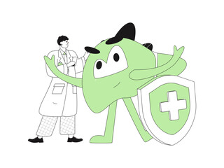 National Liver Protection Day Medical Characters Flat Vector Concept Operation Hand Drawn Illustration
