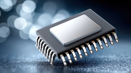 A metallic NFC chip highlighted under studio lights, technical precision