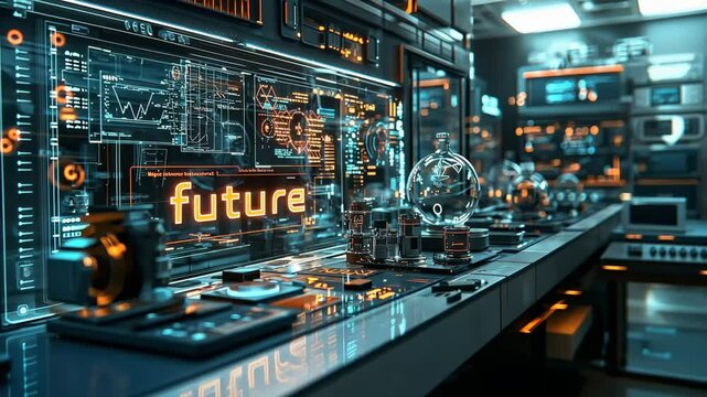 Future Text in High-Tech Laboratory Scene/ハイテクラボの未来的テキスト4