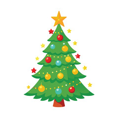Fototapeta premium Christmas Tree Clipart on White Background