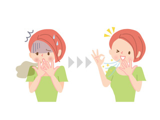 口臭の悩みビフォーアフターの女性