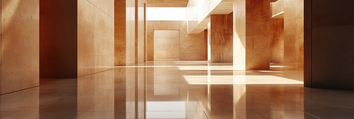 Polished modern hall with golden hues