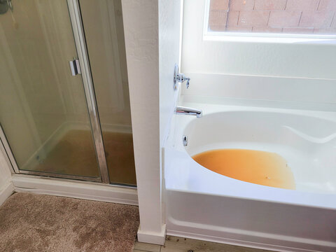 backed up pipes in a bathroom 