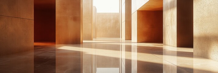 Golden hour interior with shadow play
