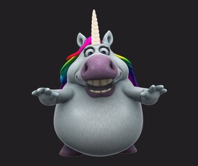 Fun 3D cartoon unicorn talking