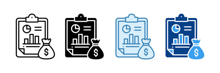 Financial Report Icon Set Multiple Style Collection
