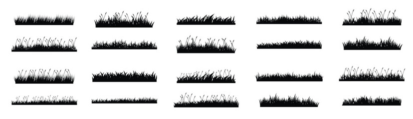 Silhouette Grass Illustration Vector Illustration Set