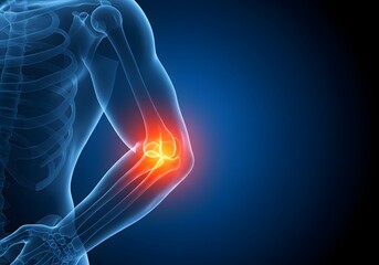 Human Elbow Joint Anatomy Showing Pain and Inflammation for Medical Illustration
