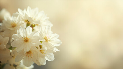 Obraz premium A cluster of delicate white flowers blooming elegantly. They have soft, layered petals with a gentle yellow center