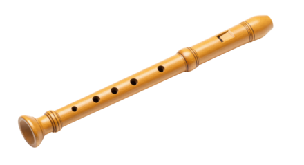 Isolated Wooden Recorder Musical Instrument