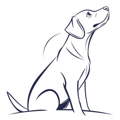 Elegant Minimalist Line Art of a Labrador Retriever Dog Sitting and Looking Up