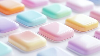 Colorful, glossy, square buttons arranged in a grid