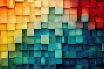 3D square tiles in warm-to-cool color spectrum