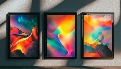 Modern art gallery with colorful abstract paintings
