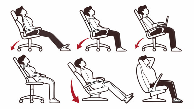 Ergonomic Reclining Office Chair Positions Illustration for Comfortable Sitting and Working