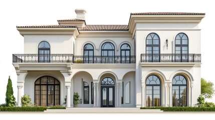 Fototapeta premium Magnificent mediterranean villa isolated, showing classic architectural design