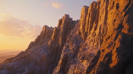 Fototapeta premium Jagged peaks bathed in dawns glow