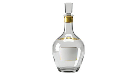 Isolated Elegant Liquor Decanter with Gold Accents and Label Space