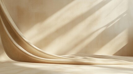 Beige Drape, Sunlit Studio Background