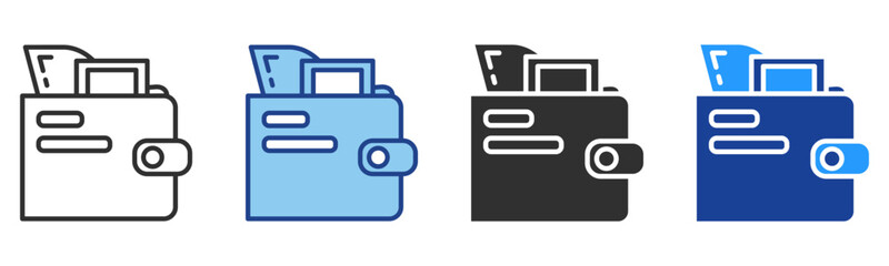 Wallet Icon Multiple Style Vector Collection 