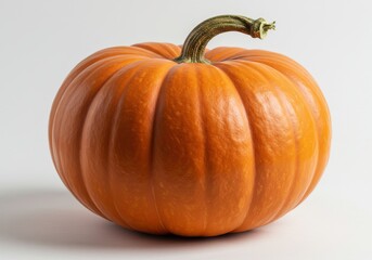 Orange pumpkin with stem isolated on white background