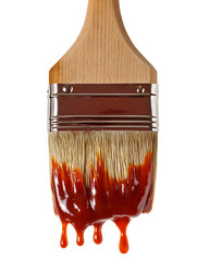 Paintbrush with Dripping Red Paint - Art Tool Isolated