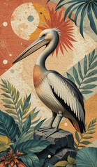 Fototapeta premium Pelican. Animal illustration with oil paint. Pattern for printing on wall decorations, covers