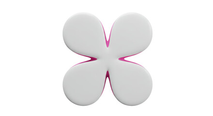 Isolated Abstract White Flower with Pink Accents