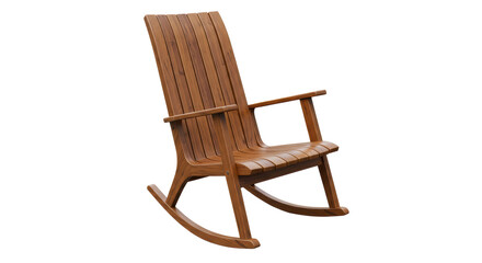 Isolated Wooden Rocking Chair with Curved Slats