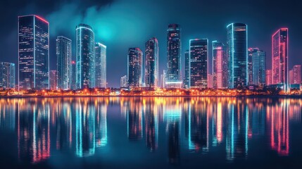 Colorful night cityscape
