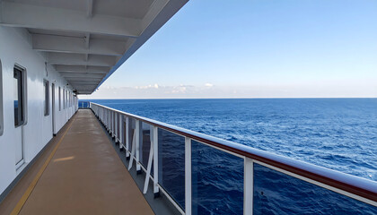 Luxury cruise liner balcony with contemporary design overlooking the ocean tranquil travel experience