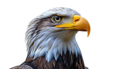 Fototapeta premium Bald Eagle Portrait on Transparent Background with White Head and Piercing Eyes