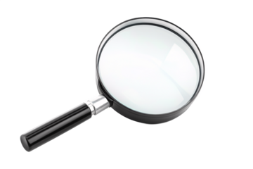 Magnifying Glass on White Background Closeup View Handheld Lens Inspection Tool