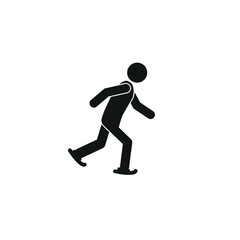 pictogram of a human figure, a stick of a man skating, flat vector illustration on a white background, healthy lifestyle