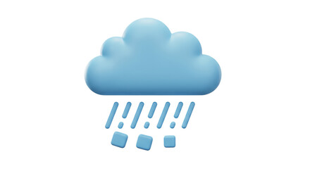 Isolated Blue Cloud with Rain Icon