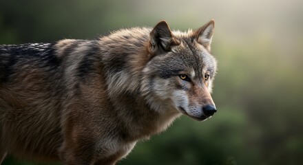 Obraz premium Focused Wolf in Forest