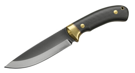 Isolated Hunting Knife with Black Handle