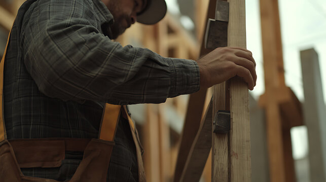 Carpenter Working with Wood in a Workshop