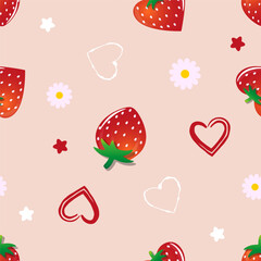 Seamless pattern featuring illustrated strawberries
