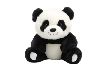 Adorable Panda Plush Toy Sitting on White Background Perfect for Kids Gift