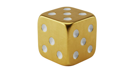 Isolated Golden Dice with White Spots