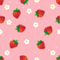 Seamless pattern featuring illustrated strawberries
