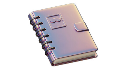 Isolated Metallic Spiral Notebook with Mustache Icon