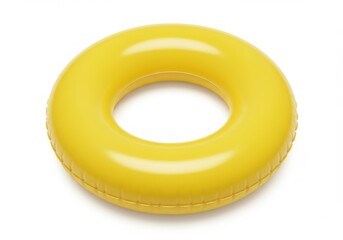 Yellow inflatable ring for swimming isolated on white background